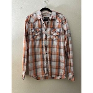 BKE Vintage Men's Plaid Long Sleeve Button Up Shirt Tailored Fit Orange L
A895